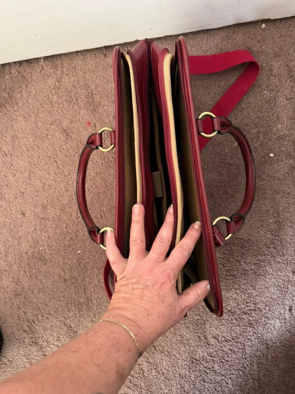 Kattee Red Leather Computer Bag. Like New
